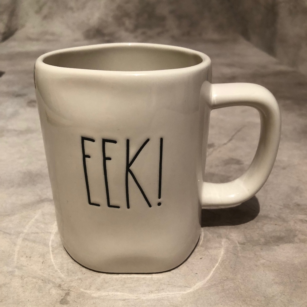 RAE DUNN "EEK" COFFEE MUG  DOUBLE SIDED MUG  EKK AND MUMMY